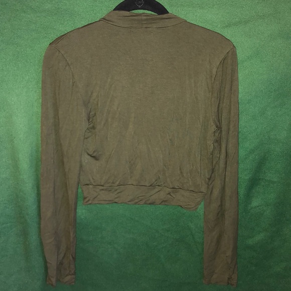 Fashion Nova Olive Green Crop Top - Picture 2 of 3